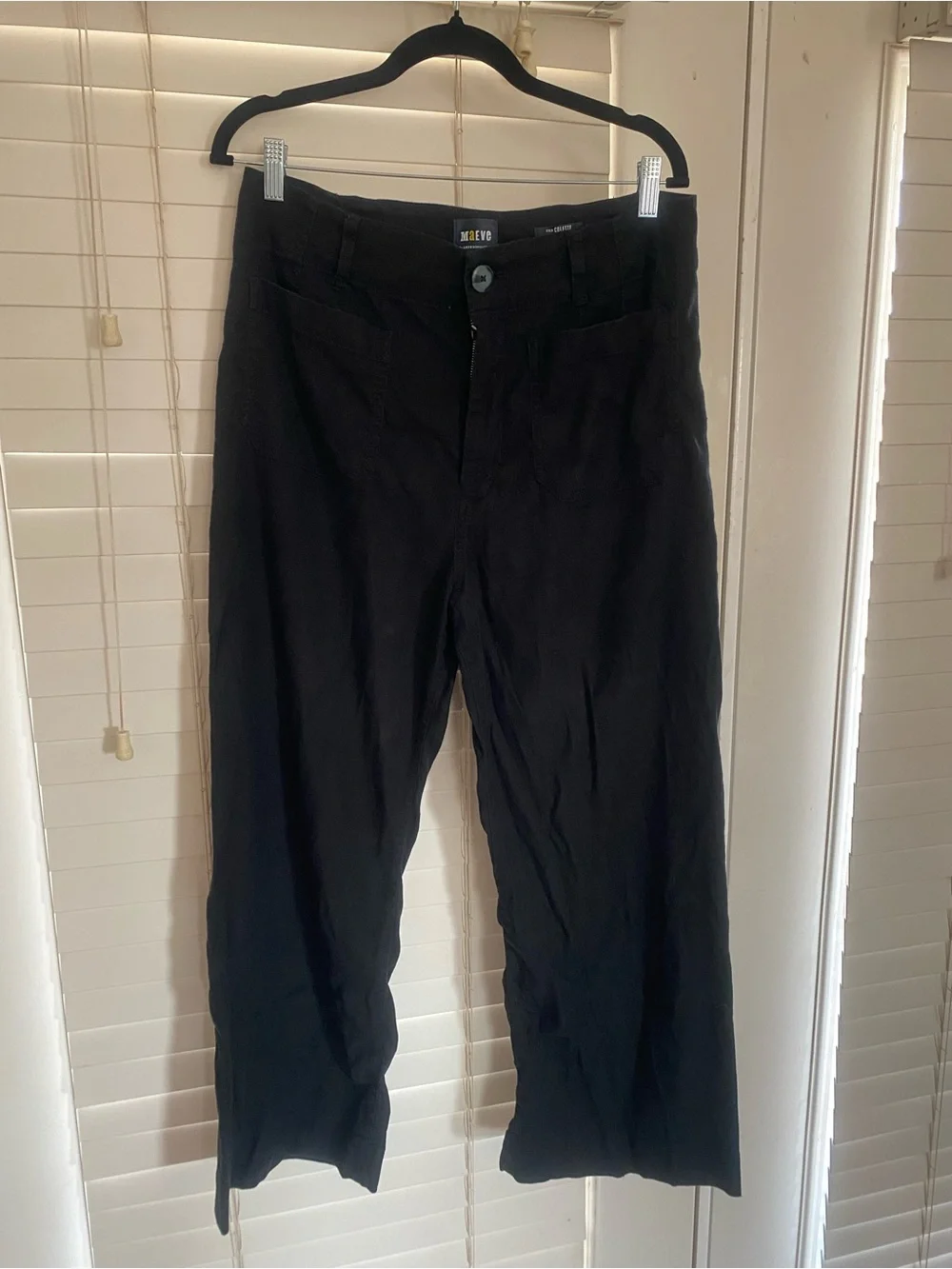 Anthropologie Black Straight-Leg linen Maeve pants - Picture 1 of 3